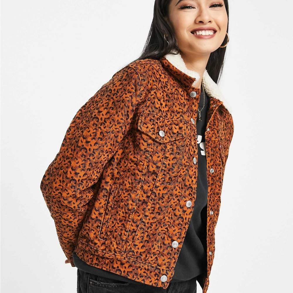2X Levi’s Originals Leopard Print Sherpa Trucker Corduroy Jacket